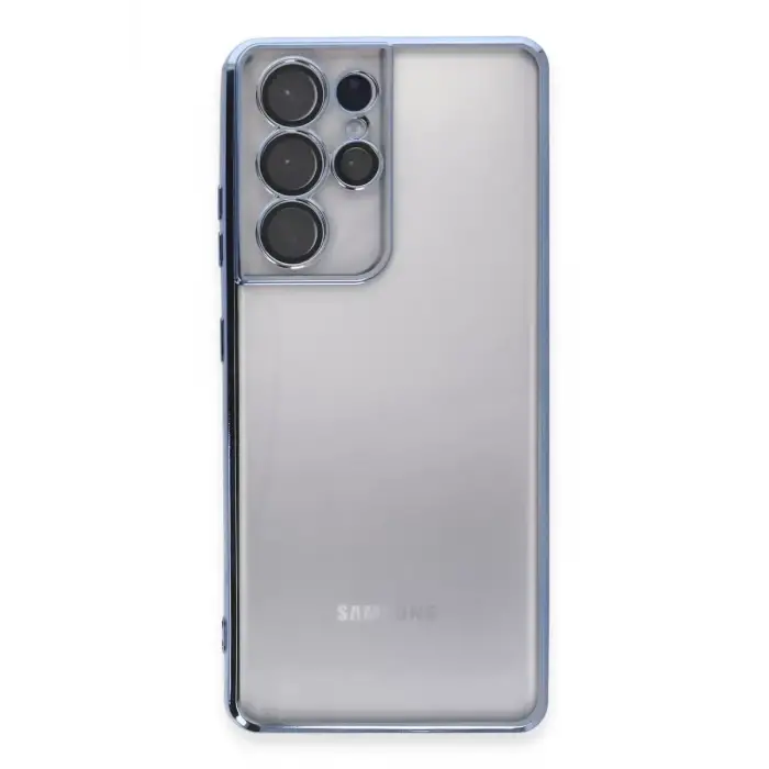 Newface Samsung Galaxy S21 Ultra Kılıf Razer Lensli Silikon - Açık Mavi