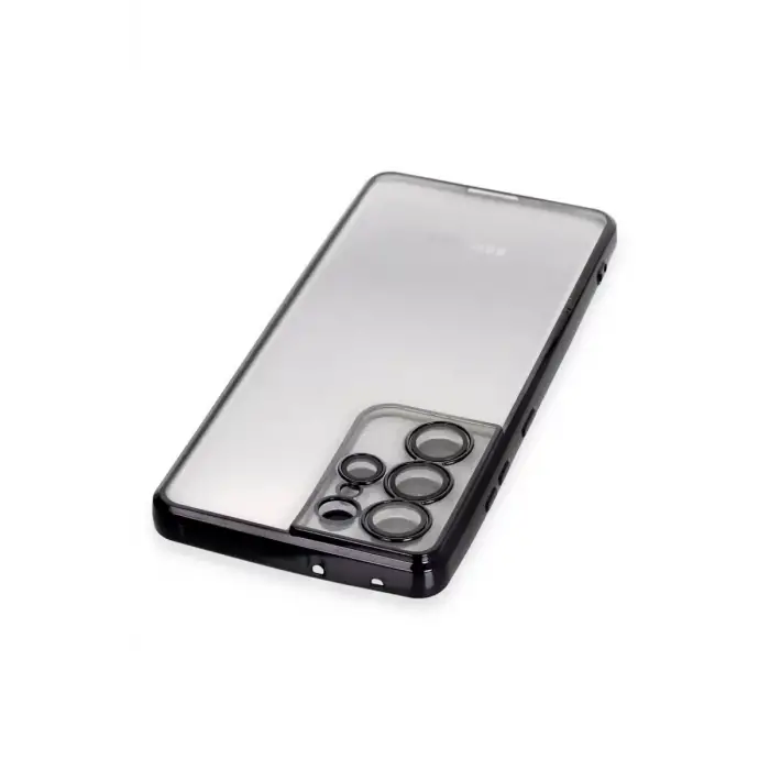 Newface Samsung Galaxy S21 Ultra Kılıf Razer Lensli Silikon - Siyah