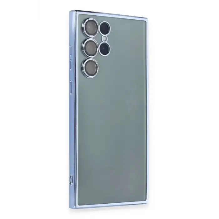 Newface Samsung Galaxy S22 Ultra Kılıf Razer Lensli Silikon - Açık Mavi