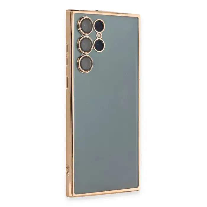 Newface Samsung Galaxy S22 Ultra Kılıf Razer Lensli Silikon - Gold