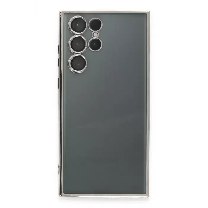 Newface Samsung Galaxy S22 Ultra Kılıf Razer Lensli Silikon - Gümüş