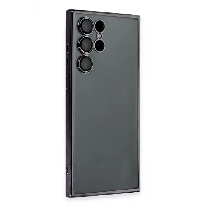 Newface Samsung Galaxy S22 Ultra Kılıf Razer Lensli Silikon - Siyah