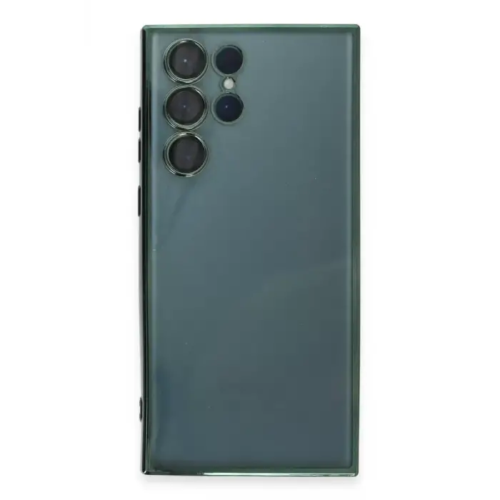 Newface Samsung Galaxy S22 Ultra Kılıf Razer Lensli Silikon - Yeşil