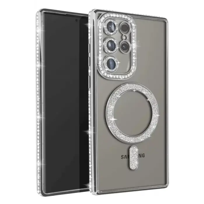 Newface Samsung Galaxy S23 Ultra Joke Simli Magneticsafe Kılıf - Gümüş