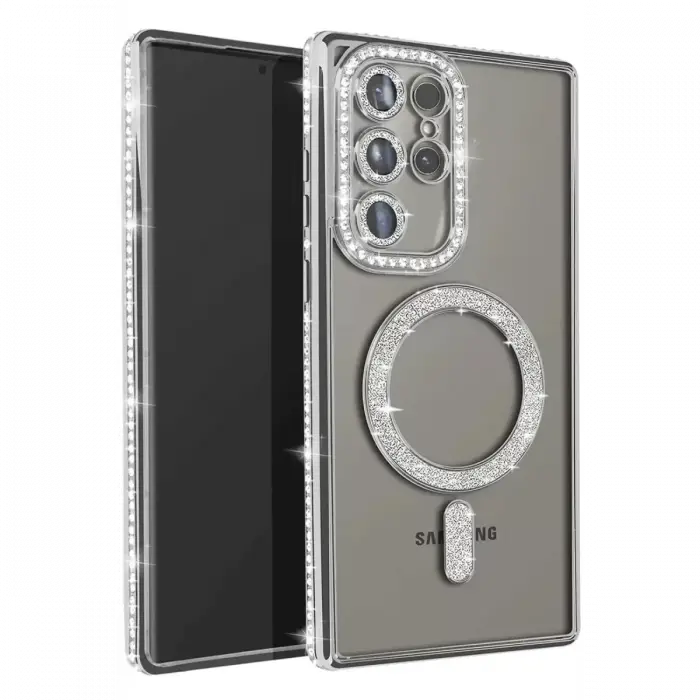 Newface Samsung Galaxy S23 Ultra Joke Simli Magneticsafe Kılıf - Gümüş