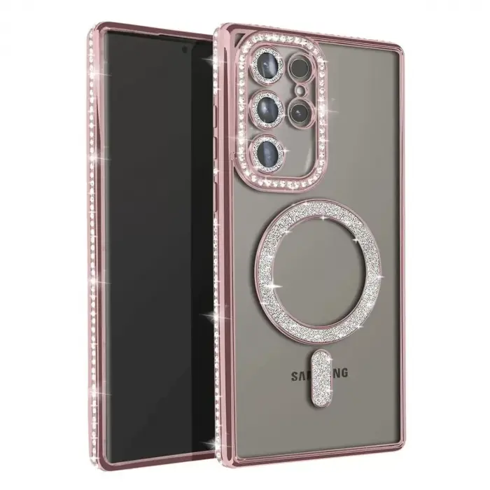 Newface Samsung Galaxy S23 Ultra Joke Simli Magneticsafe Kılıf - Pembe