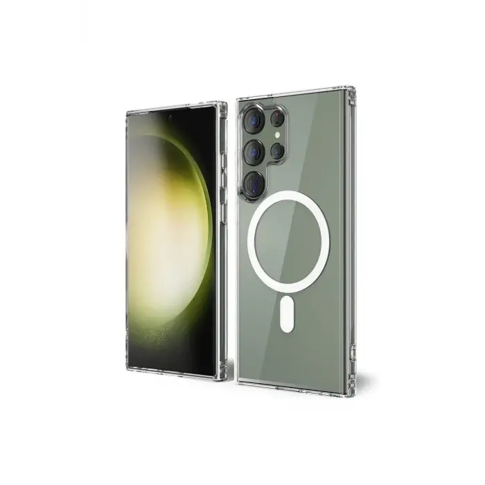 Newface Samsung Galaxy S23 Ultra Kılıf Magneticsafe Şeffaf Silikon - Şeffaf