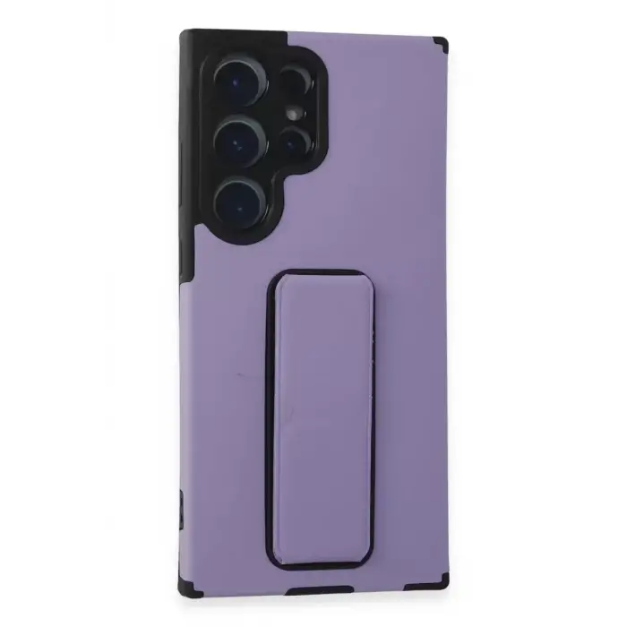 Newface Samsung Galaxy S23 Ultra Kılıf Mega Standlı Silikon - Lila