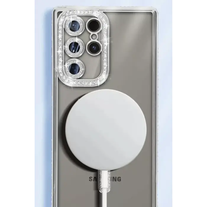 Newface Samsung Galaxy S25 Ultra Kılıf Joke Simli Magneticsafe Kılıf - Pembe