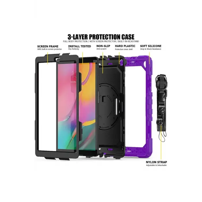 Newface Samsung Galaxy T510 Tab A 10.1 Kılıf Pars Tablet Kapak - Mor