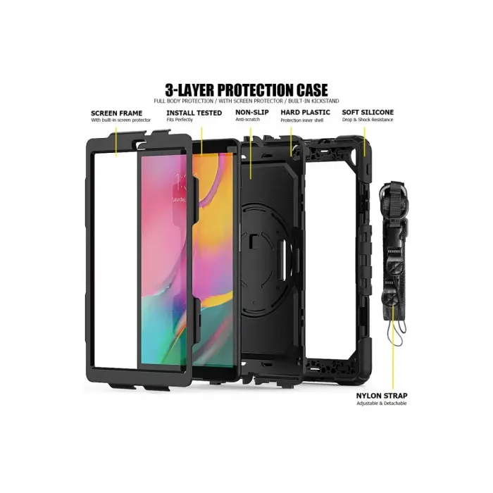 Newface Samsung Galaxy T510 Tab A 10.1 Kılıf Pars Tablet Kapak - Siyah
