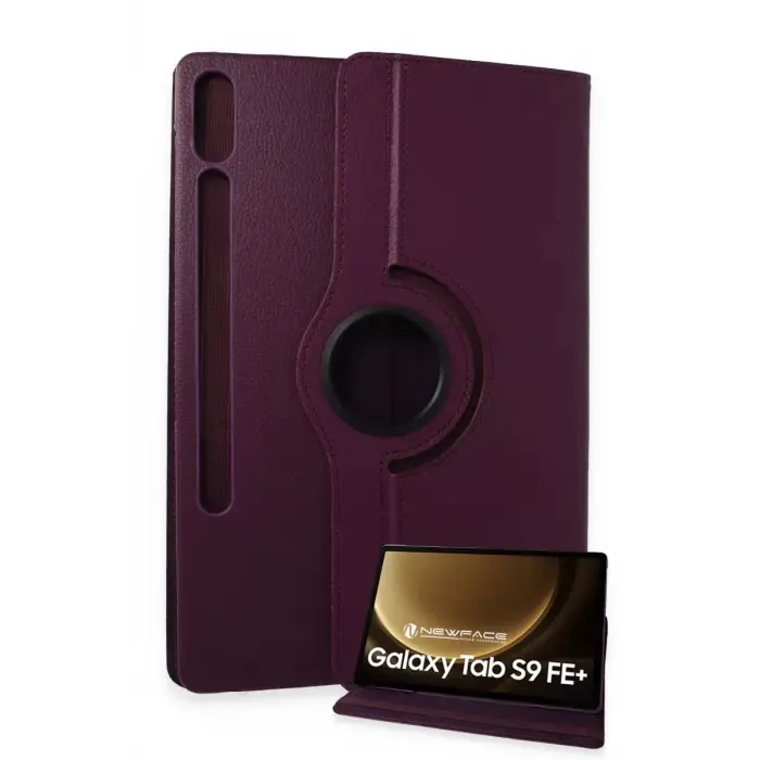 Newface Samsung Galaxy X610 Tab S9 FE Plus 12.4 Kılıf 360 Tablet Deri Kılıf - Mürdüm
