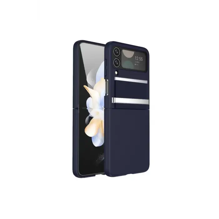 Newface Samsung Galaxy Z Flip 4 Kılıf Belt Flip Kapak - Lacivert
