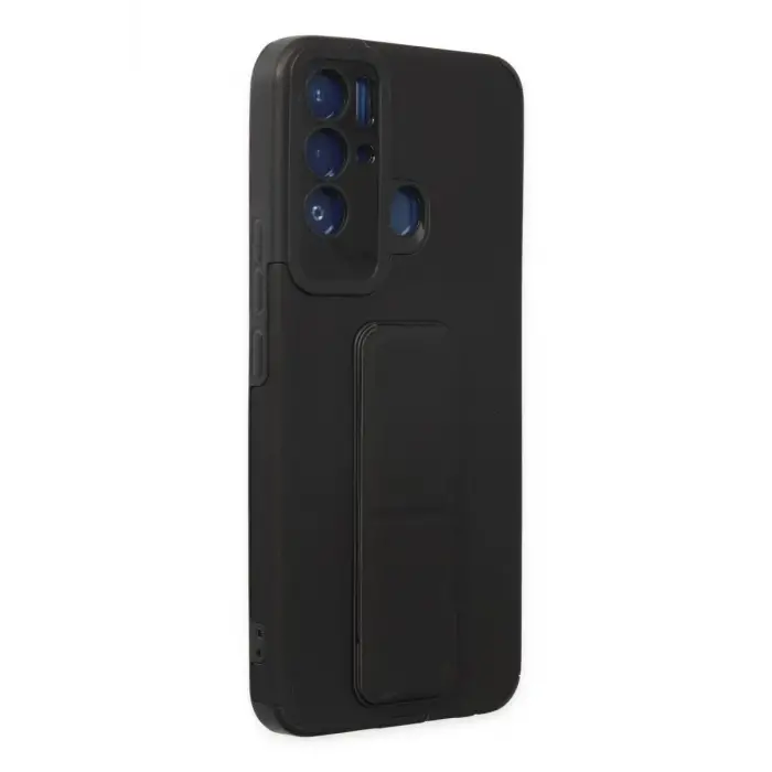 Newface Tecno Pova Neo Kılıf Mega Standlı Silikon - Siyah