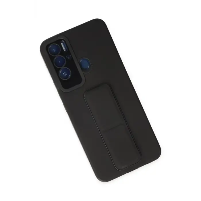 Newface Tecno Pova Neo Kılıf Mega Standlı Silikon - Siyah