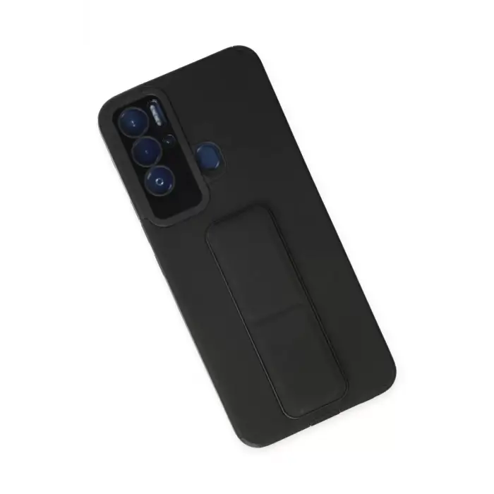 Newface Tecno Pova Neo Kılıf Mega Standlı Silikon - Siyah