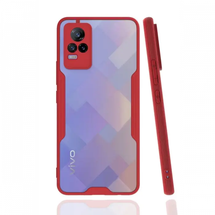 Newface Vivo V21e Kılıf Platin Silikon - Kırmızı