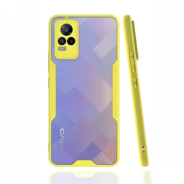 Newface Vivo V21e Kılıf Platin Silikon - Sarı