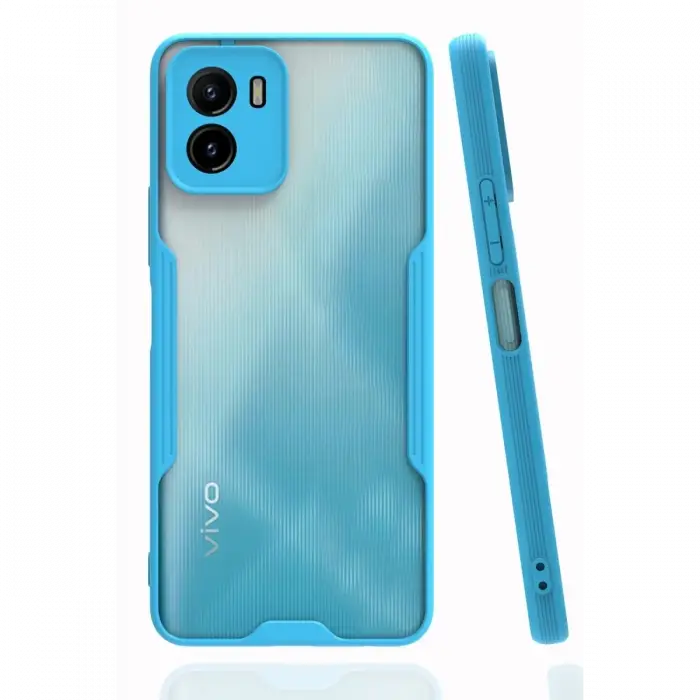 Newface Vivo Y15S Kılıf Platin Silikon - Mavi
