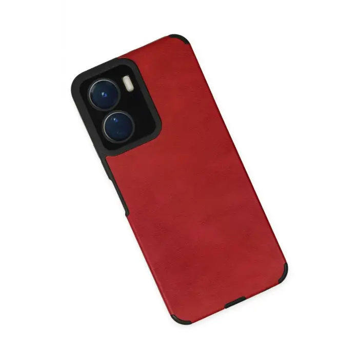 Newface Vivo Y16 Kılıf Loop Deri Silikon - Kırmızı