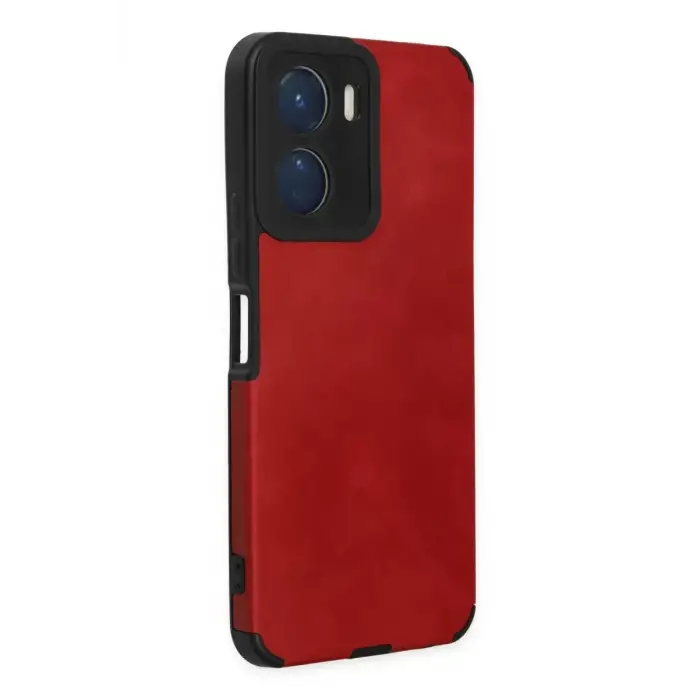 Newface Vivo Y16 Kılıf Loop Deri Silikon - Kırmızı