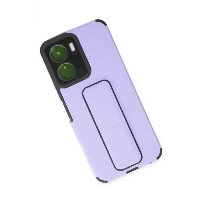 Newface Vivo Y16 Kılıf Mega Standlı Silikon - Lila