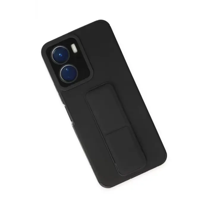 Newface Vivo Y16 Kılıf Mega Standlı Silikon - Siyah