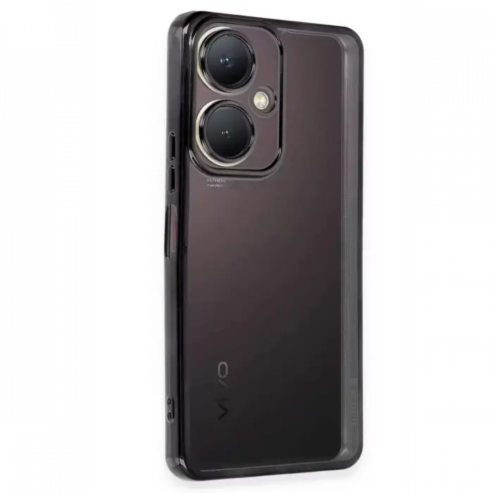 Newface Vivo Y27 Kılıf Razer Lensli Silikon - Siyah