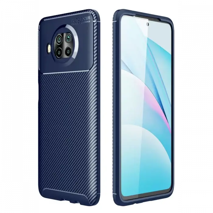 Newface Xiaomi Mi 10T Lite Kılıf Auto Focus Karbon Kapak - Lacivert