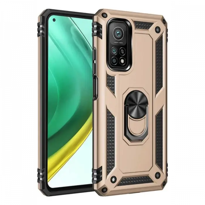 Newface Xiaomi Mi 10T Pro Kılıf Sofya Yüzüklü Silikon Kapak - Gold
