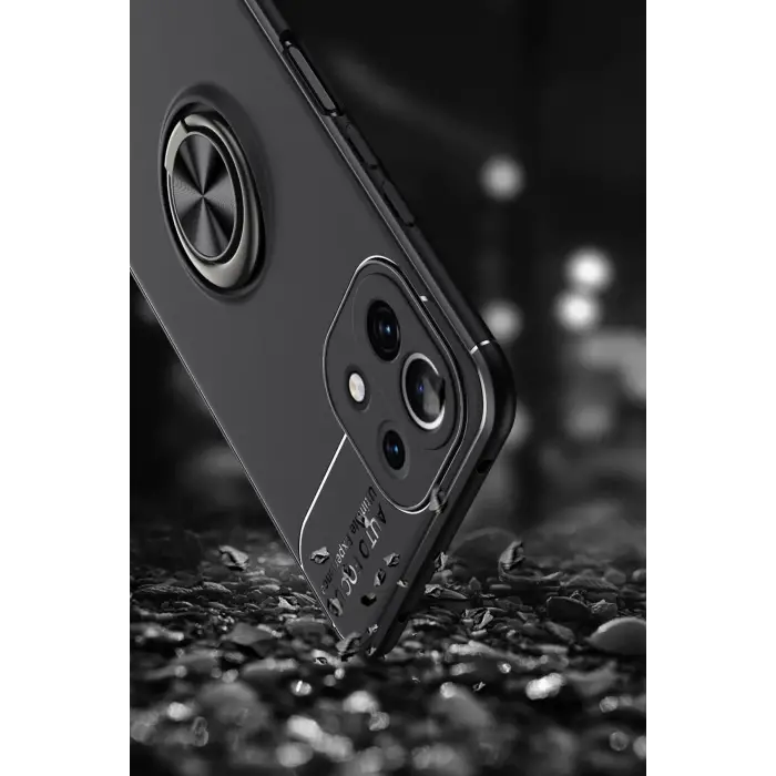Newface Xiaomi Mİ 11 Lite Kılıf Range Yüzüklü Silikon - Siyah