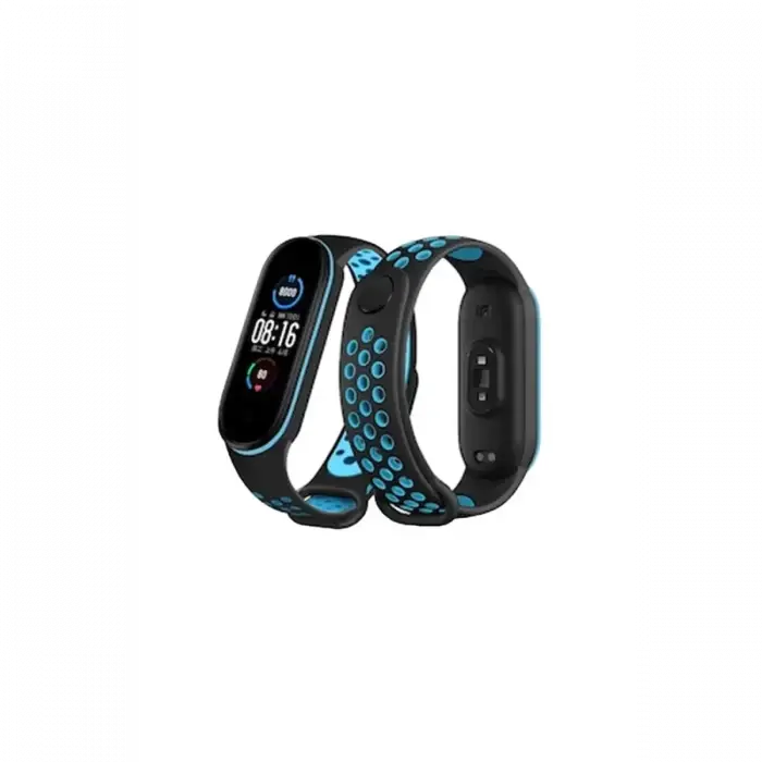 Newface Xiaomi Mi Band 4 Spor Delikli Kordon - Siyah-Mavi