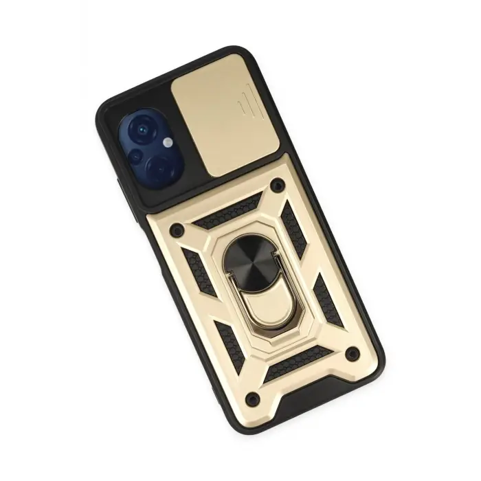 Newface Xiaomi Poco M5 Kılıf Pars Lens Yüzüklü Silikon - Gold