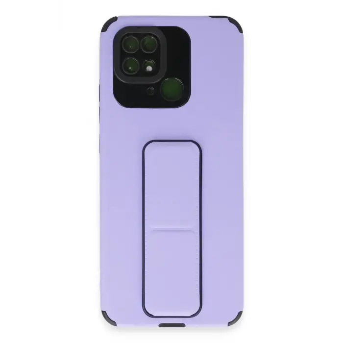 Newface Xiaomi Redmi 10C Kılıf Mega Standlı Silikon - Lila
