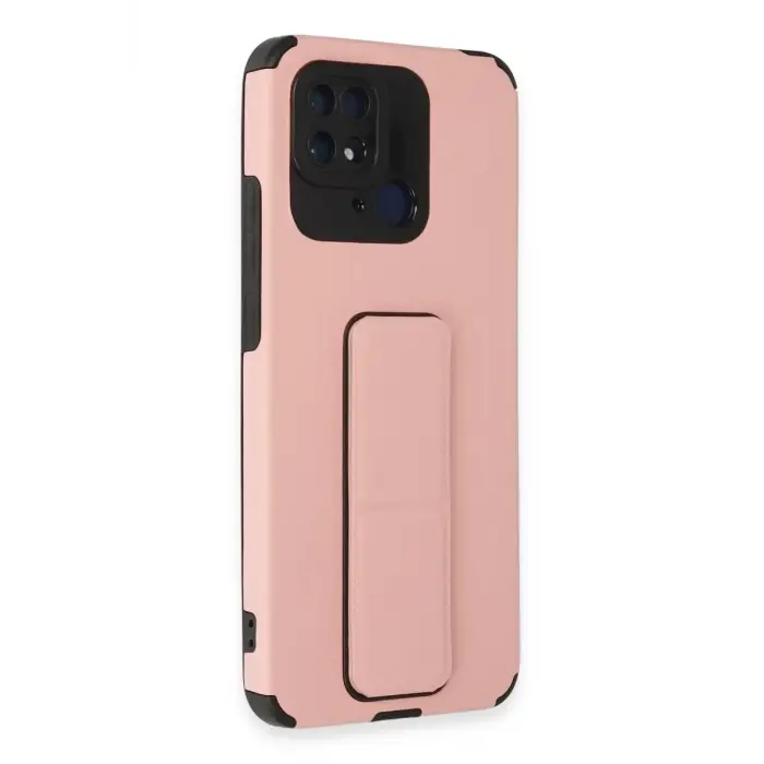 Newface Xiaomi Redmi 10C Kılıf Mega Standlı Silikon - Pudra