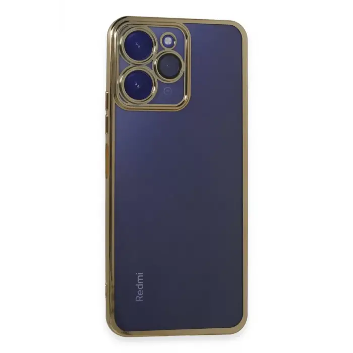 Newface Xiaomi Redmi 12 Kılıf Razer Lensli Silikon - Gold