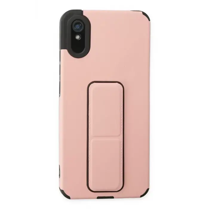 Newface Xiaomi Redmi 9A Kılıf Mega Standlı Silikon - Pudra