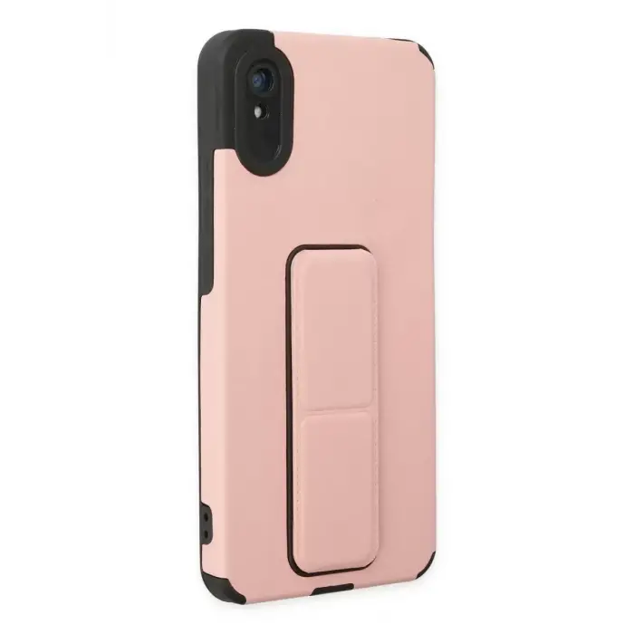 Newface Xiaomi Redmi 9A Kılıf Mega Standlı Silikon - Pudra