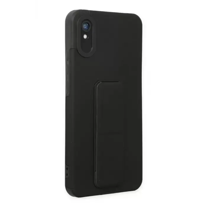 Newface Xiaomi Redmi 9A Kılıf Mega Standlı Silikon - Siyah