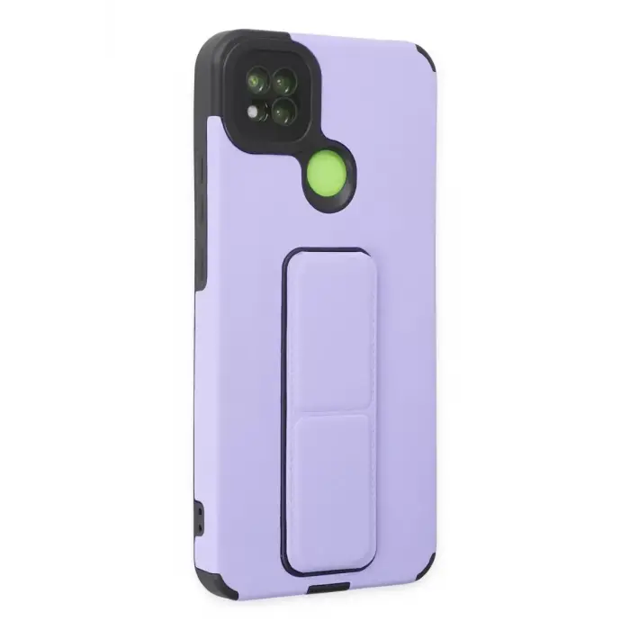 Newface Xiaomi Redmi 9C Kılıf Mega Standlı Silikon - Lila