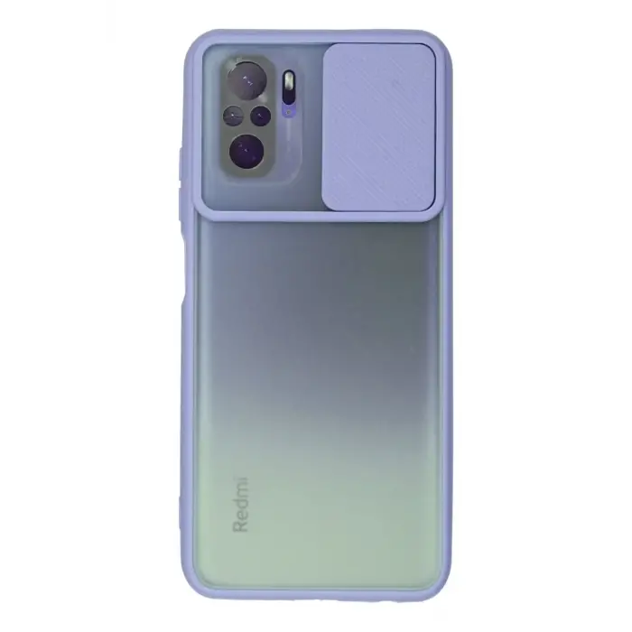 Newface Xiaomi Redmi Note 10 Kılıf Palm Buzlu Kamera Sürgülü Silikon - Lila