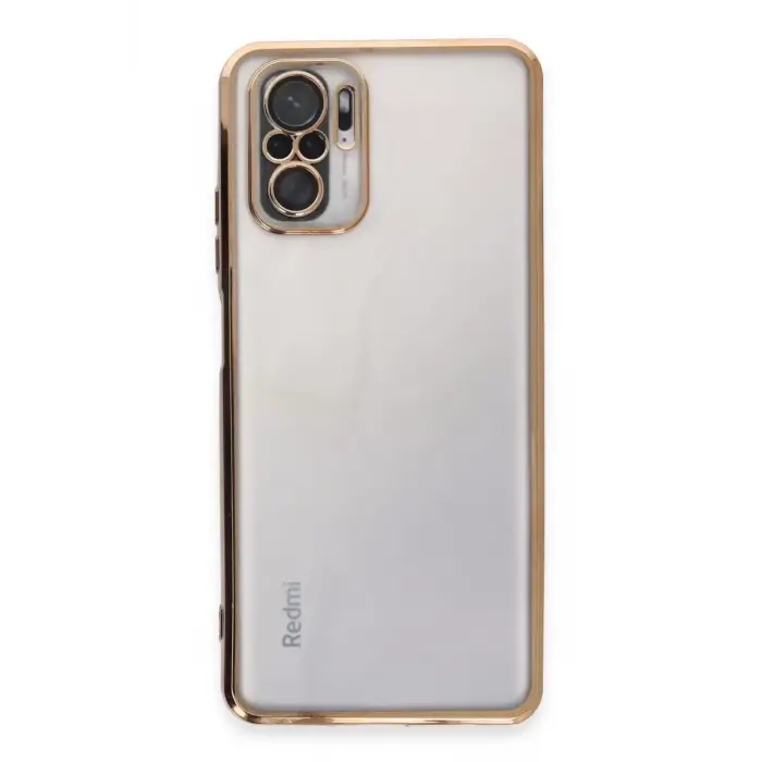 Newface Xiaomi Redmi Note 10 Kılıf Razer Lensli Silikon - Gold