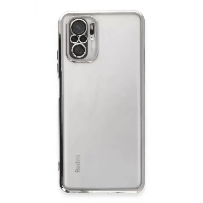 Newface Xiaomi Redmi Note 10 Kılıf Razer Lensli Silikon - Gümüş