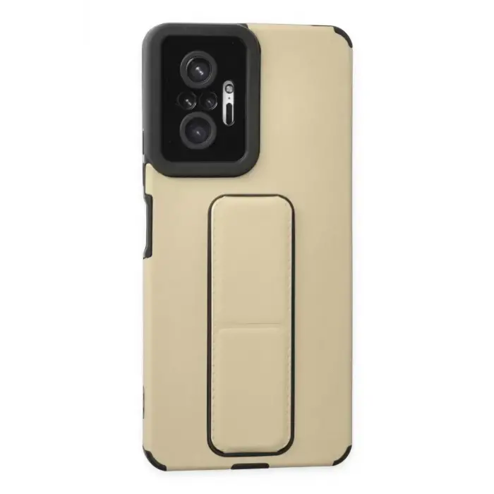 Newface Xiaomi Redmi Note 10 Pro Kılıf Mega Standlı Silikon - Gold