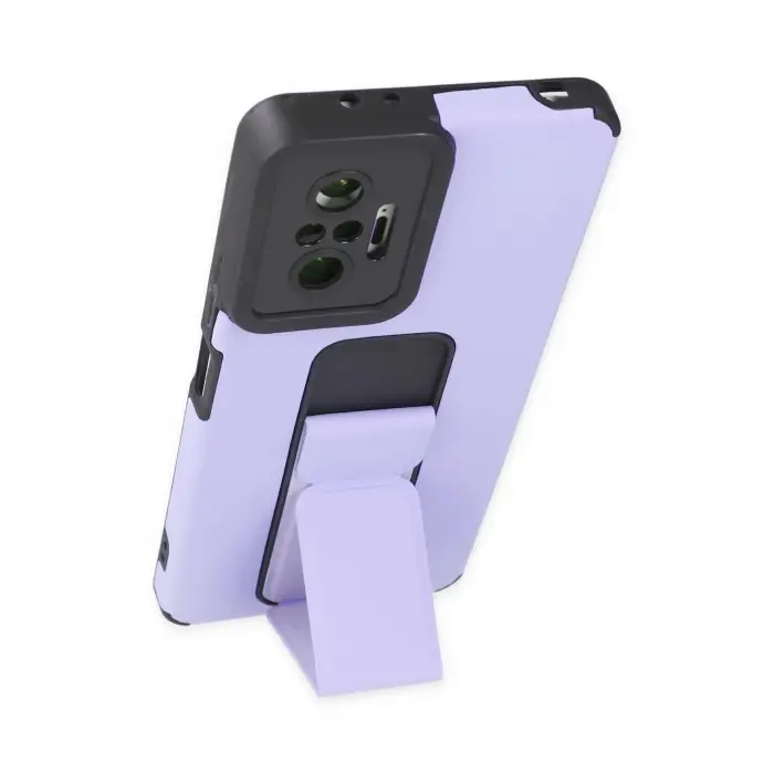 Newface Xiaomi Redmi Note 10 Pro Kılıf Mega Standlı Silikon - Lila