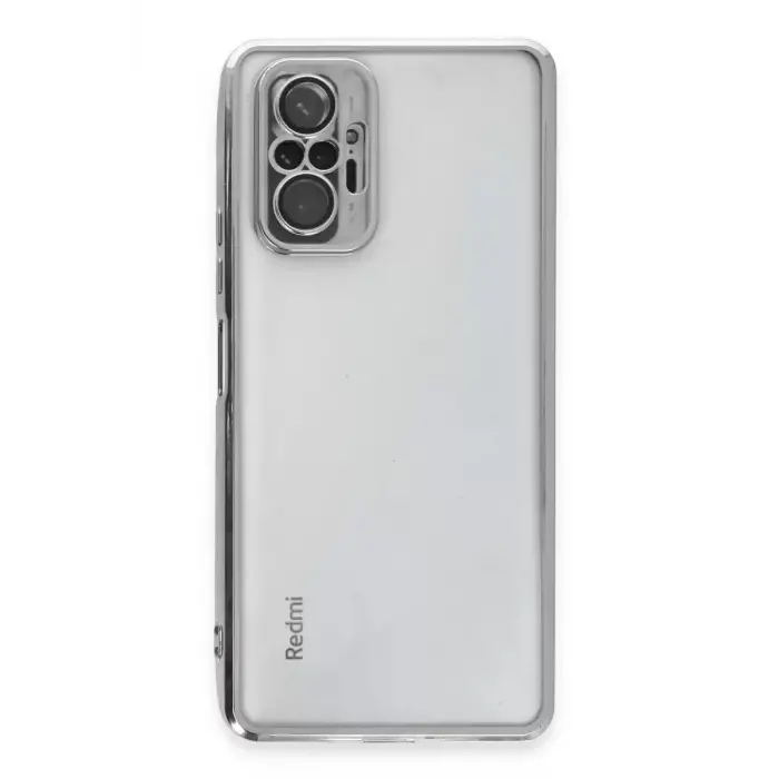 Newface Xiaomi Redmi Note 10 Pro Kılıf Razer Lensli Silikon - Gümüş