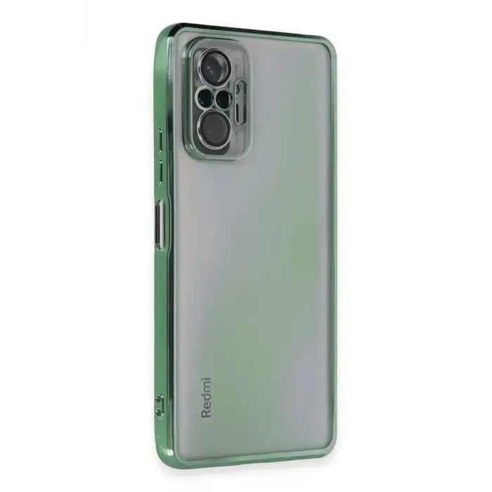 Newface Xiaomi Redmi Note 10 Pro Kılıf Razer Lensli Silikon - Yeşil