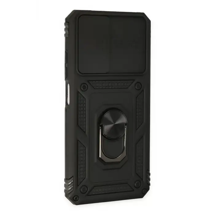 Newface Xiaomi Redmi Note 11 Kılıf Pars Lens Yüzüklü Silikon - Siyah