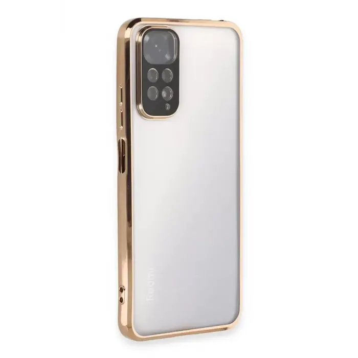 Newface Xiaomi Redmi Note 11 Kılıf Razer Lensli Silikon - Gold