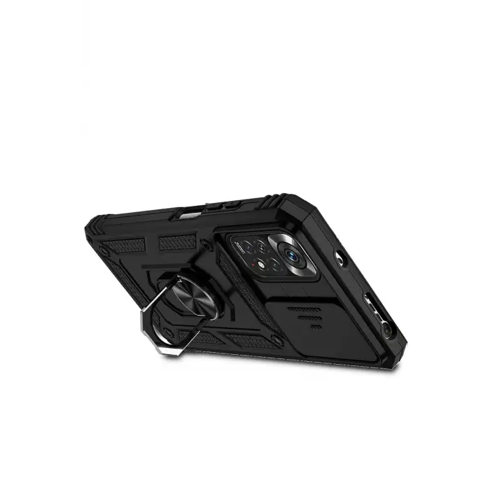 Newface Xiaomi Redmi Note 11 Pro Kılıf Pars Lens Yüzüklü Silikon - Siyah